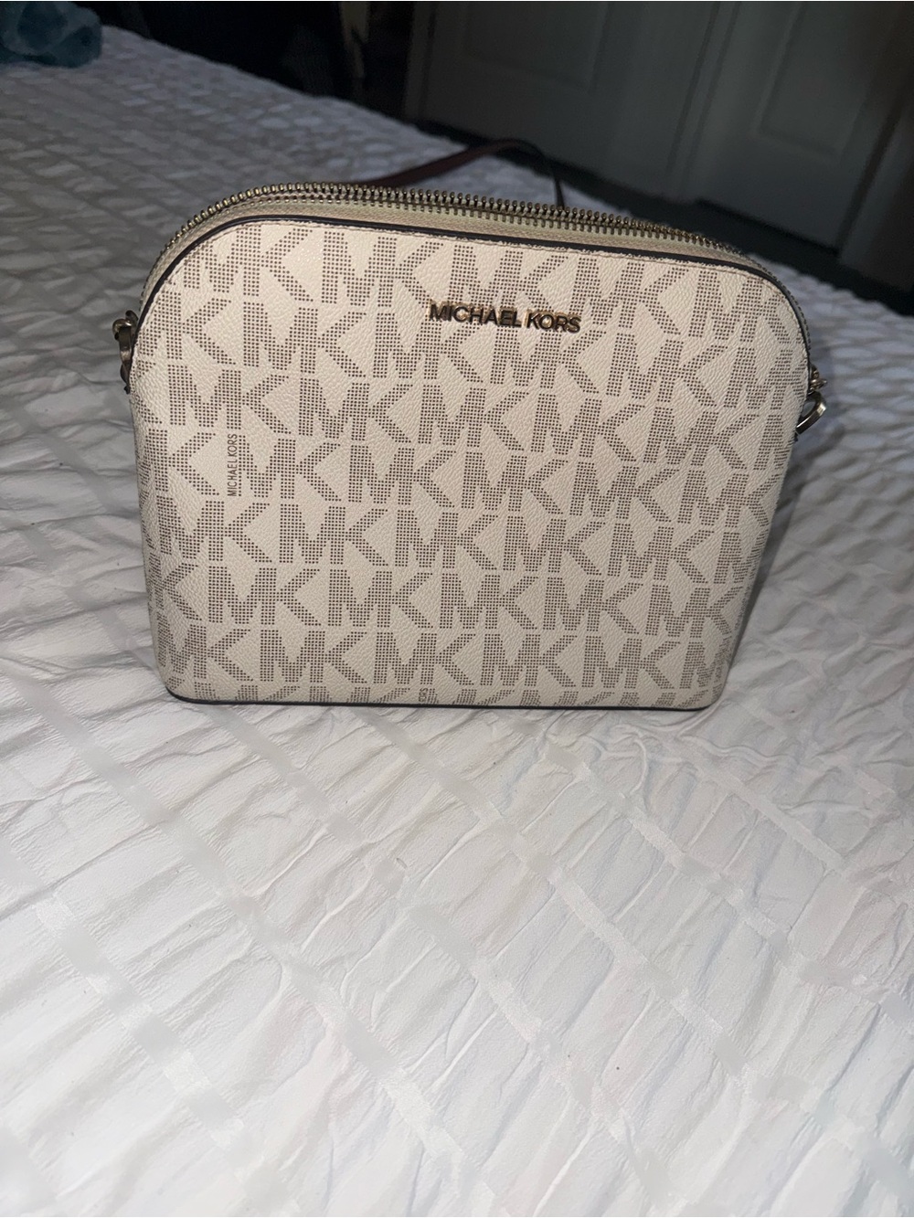 Michael Kors Cream Logo-Print Crossbody Bag